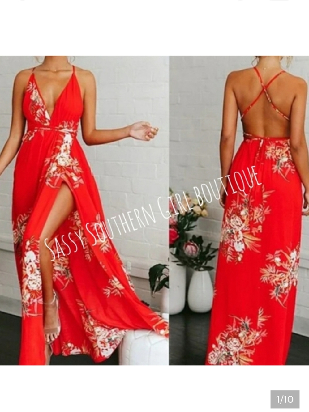 🆕⭐ Boho red floral maxi dress